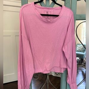FP Cropped Long Sleeve Pink Top